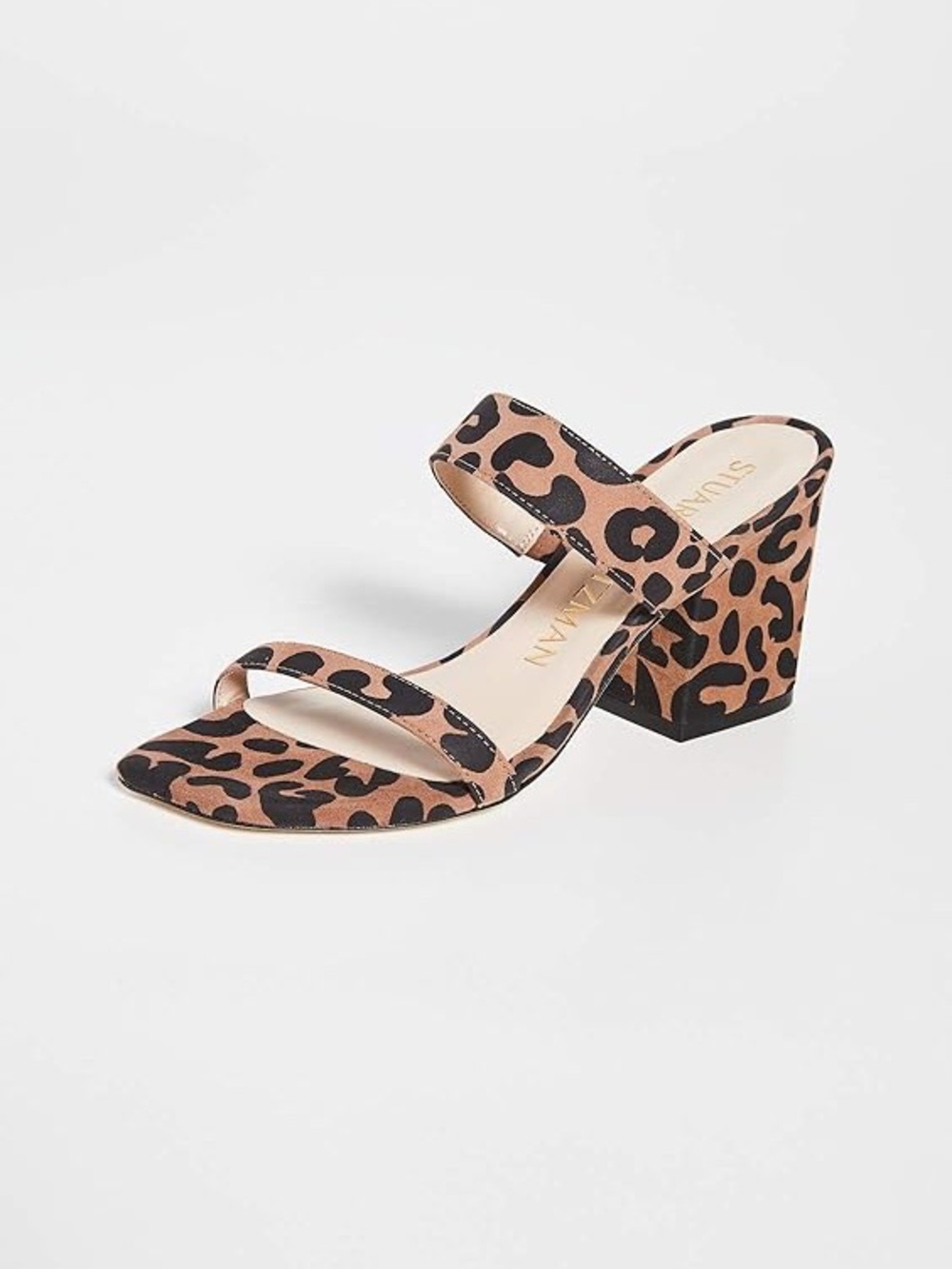 Stuart Weitzman Olive 75 cappuccino leopard suede block heel sandals size 11